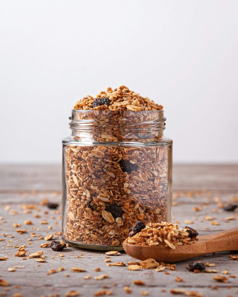 Jar of homemade granola