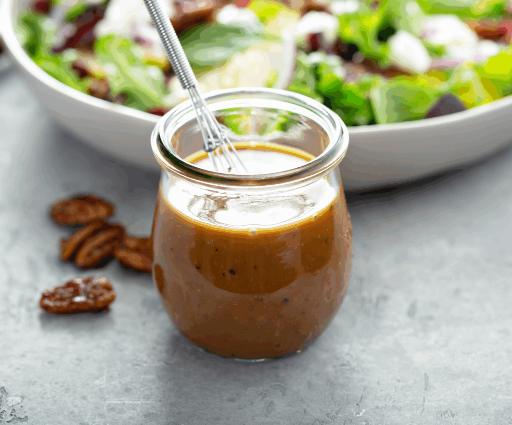 Salad dressing in a small jar