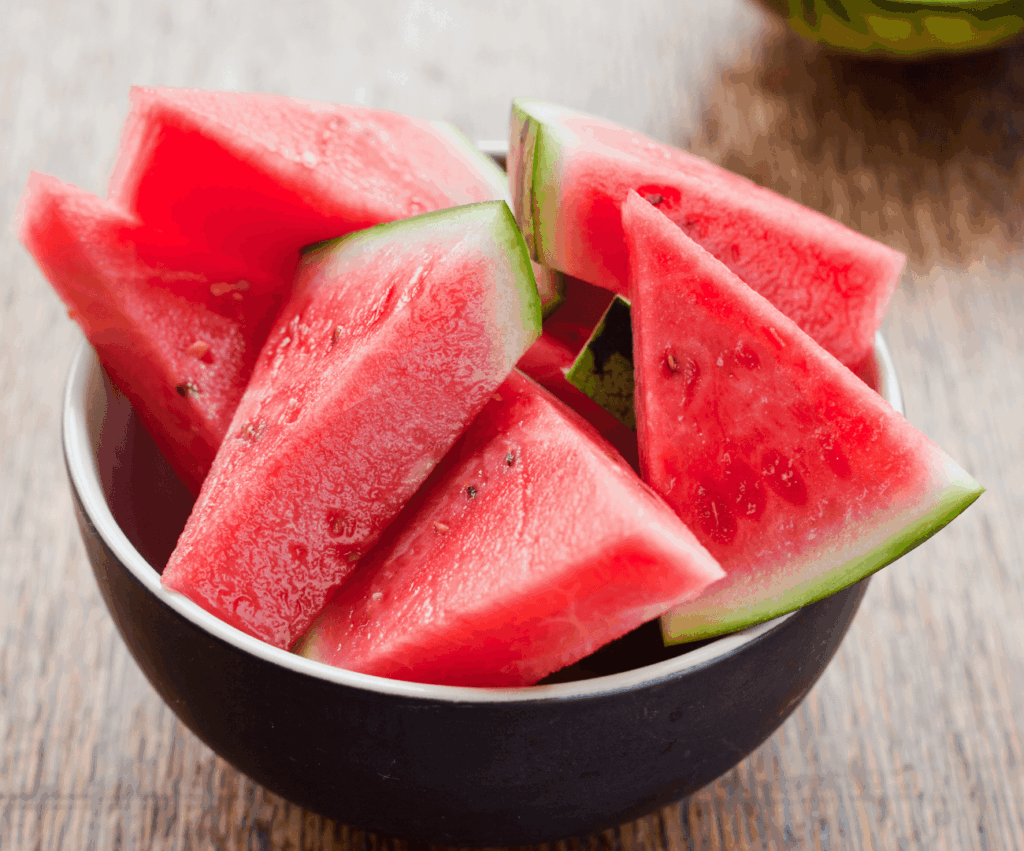 Bowl of sliced watermelon