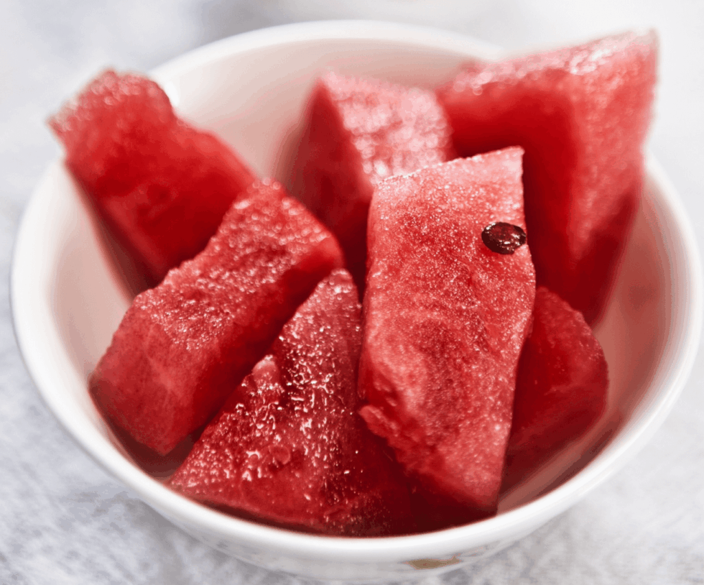 Bowl of chopped watermelon