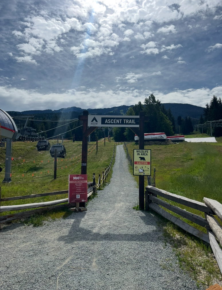 Ascent Trail sign at base of Blackcomb mountain.